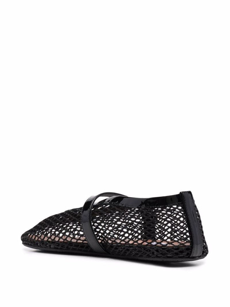 Black Fishnet Ballerina Pumps