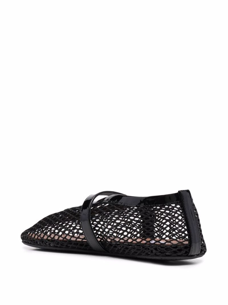 Black Fishnet Ballerina Pumps