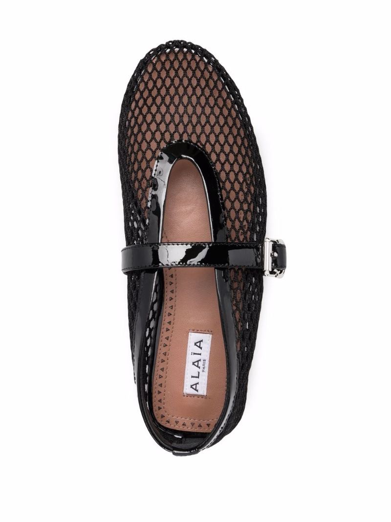 Black Fishnet Ballerina Pumps