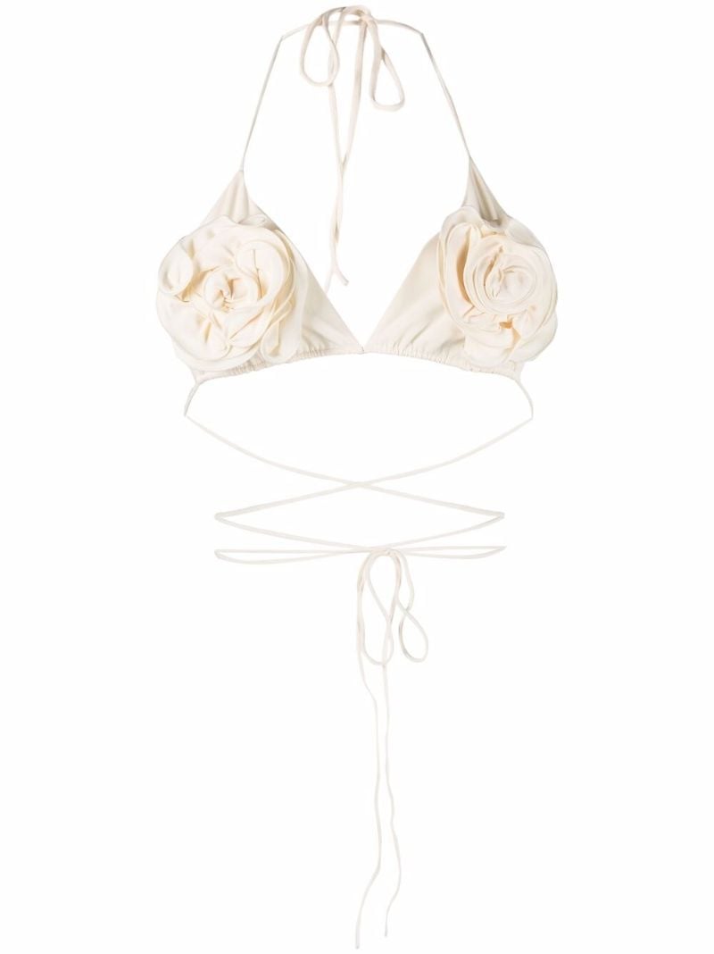 Neutral Floral AppliquÃ_x0083_Â© Bikini Top