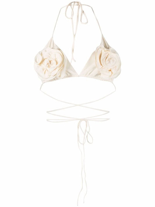 Neutral Floral AppliquÃ_x0083_Â© Bikini Top