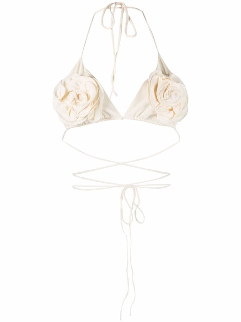 Neutral Floral AppliquÃ_x0083_Â© Bikini Top