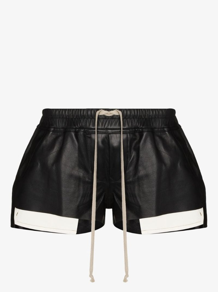 Drawstring Leather Shorts