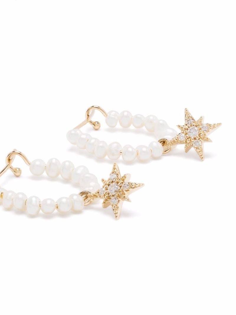 14k Yellow Gold Sea of Beauty Pearl and Diamond Hoop Earrings