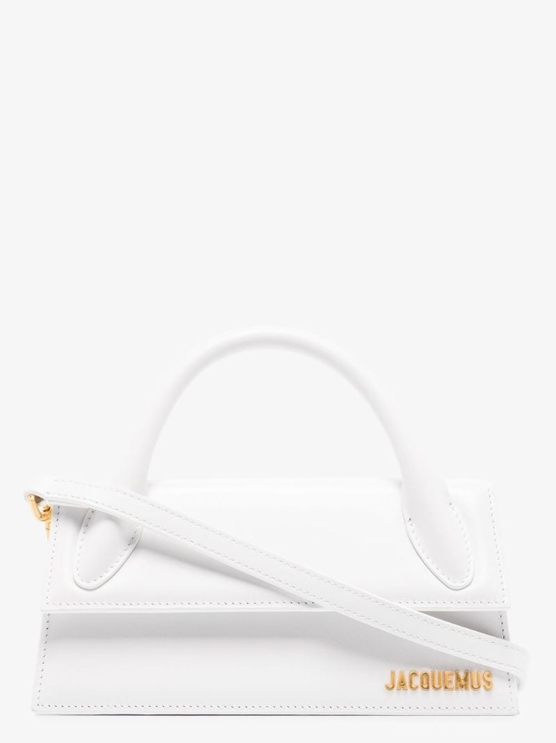 White Le Chiquito Long Leather Top Handle Bag