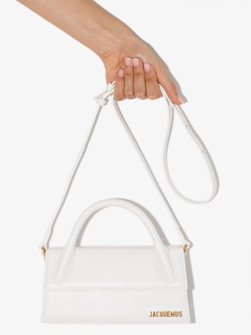 White Le Chiquito Long Leather Top Handle Bag
