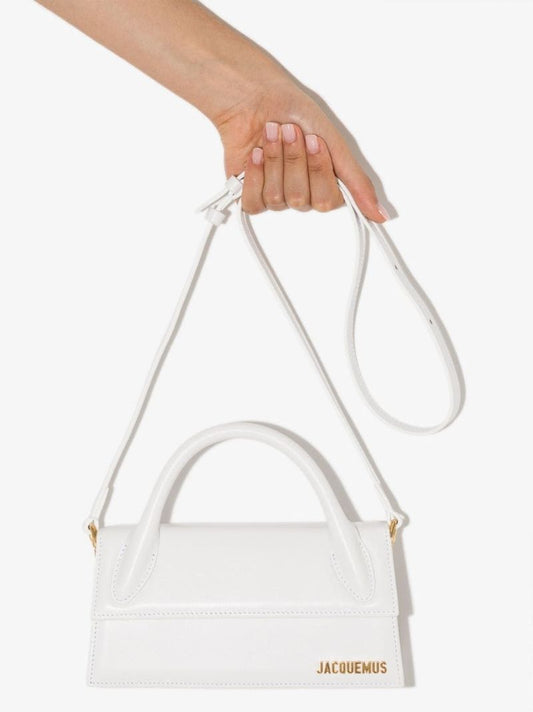 White Le Chiquito Long Leather Top Handle Bag