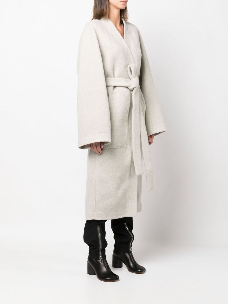 Cream Dagger Knee-length Belted Coat