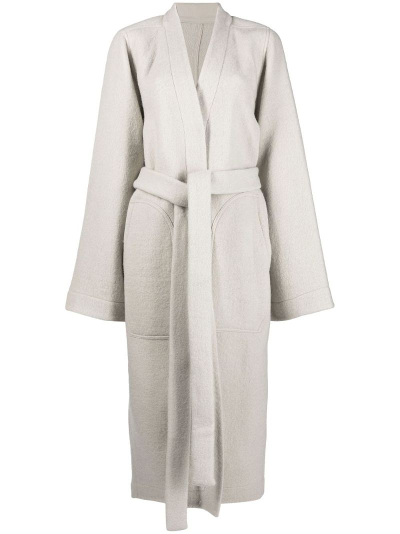 Cream Dagger Knee-length Belted Coat