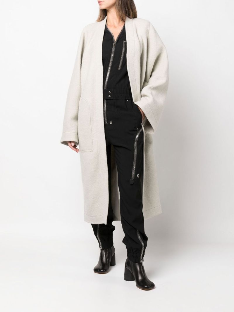 Cream Dagger Knee-length Belted Coat