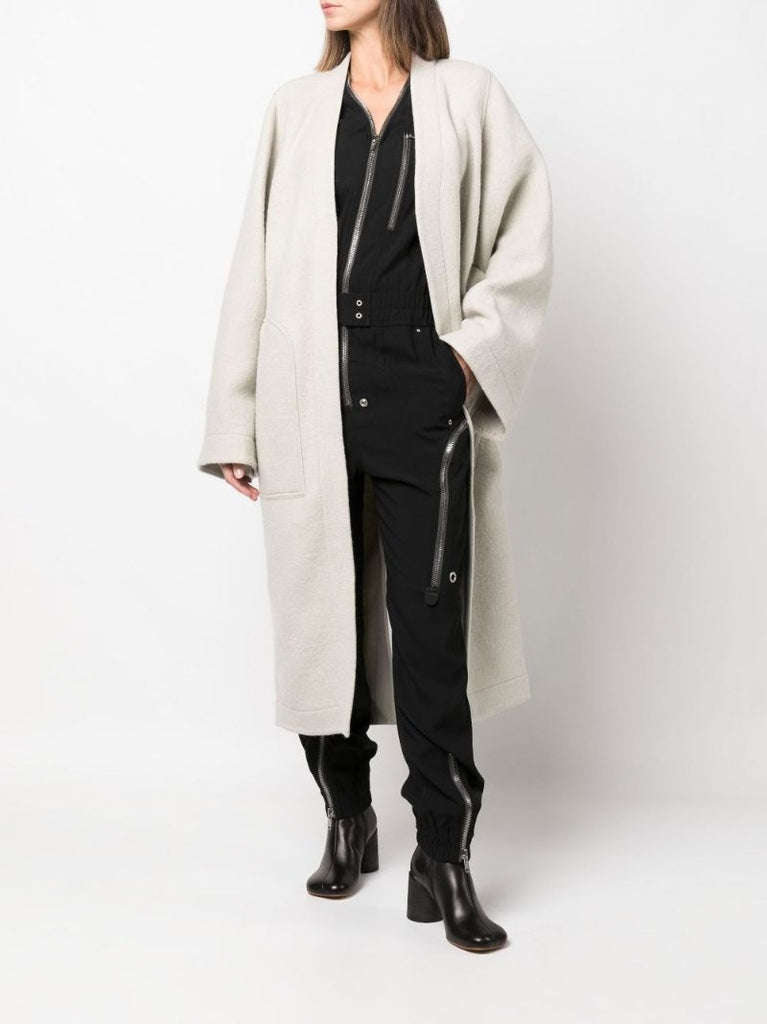 Cream Dagger Knee-length Belted Coat