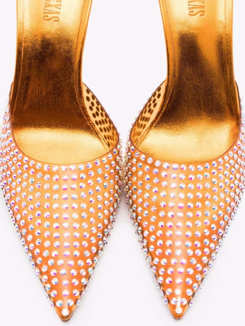 Orange Hollywood 95 Crystal Pvc Mules