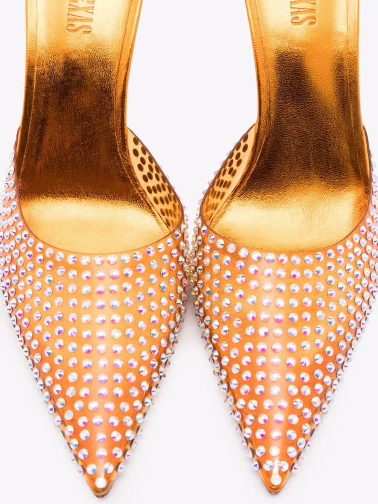 Orange Hollywood 95 Crystal Pvc Mules