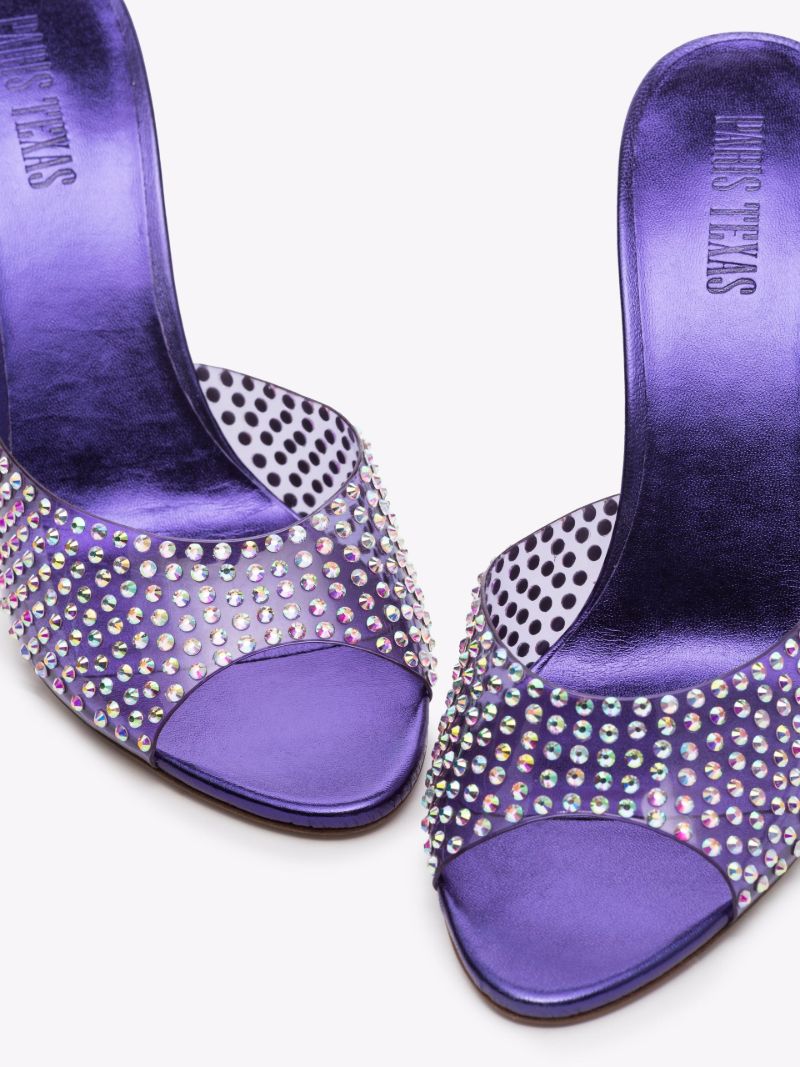 Purple Holly Penelope 95 Crystal Pvc Mules