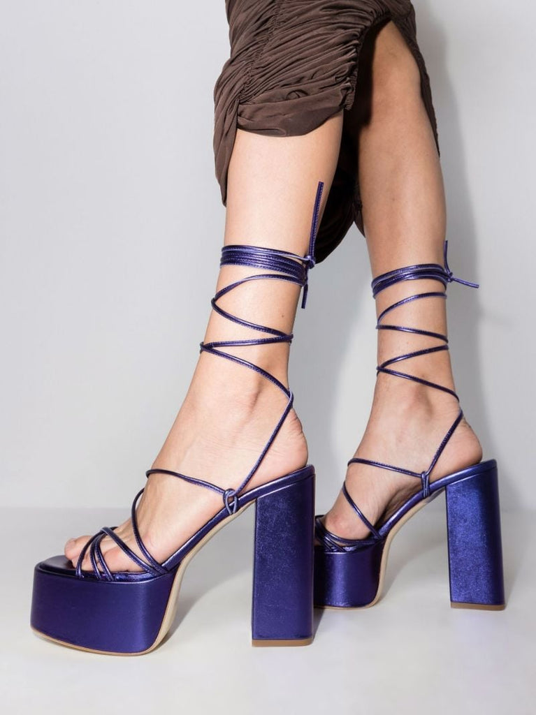 Purple Malena 130 Leather Platform Sandals