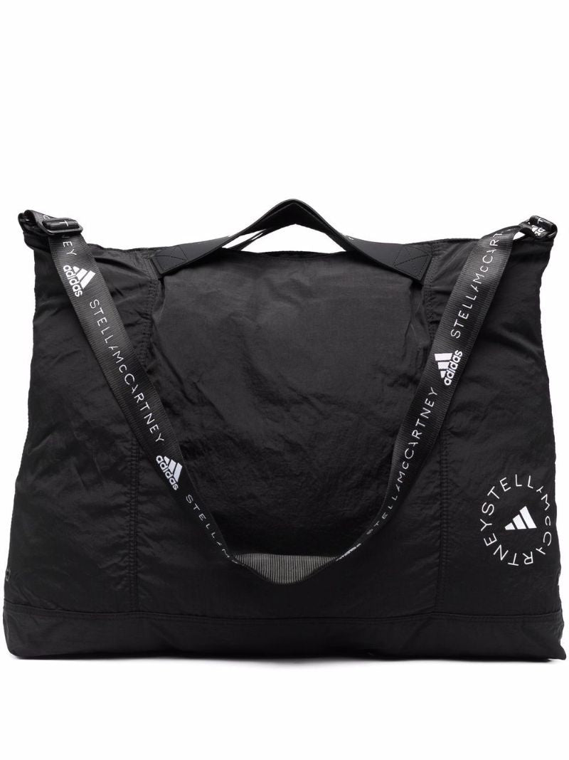 Black Logo Print Gym Tote Bag