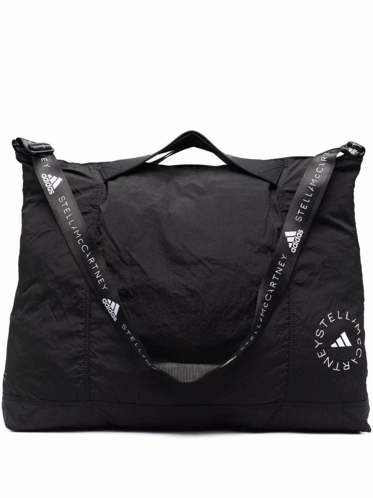 Black Logo Print Gym Tote Bag
