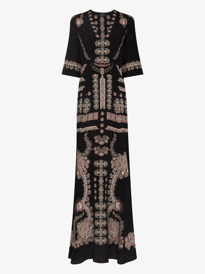 Burning Printed Silk Maxi Dress