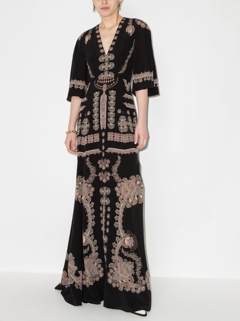 Burning Printed Silk Maxi Dress