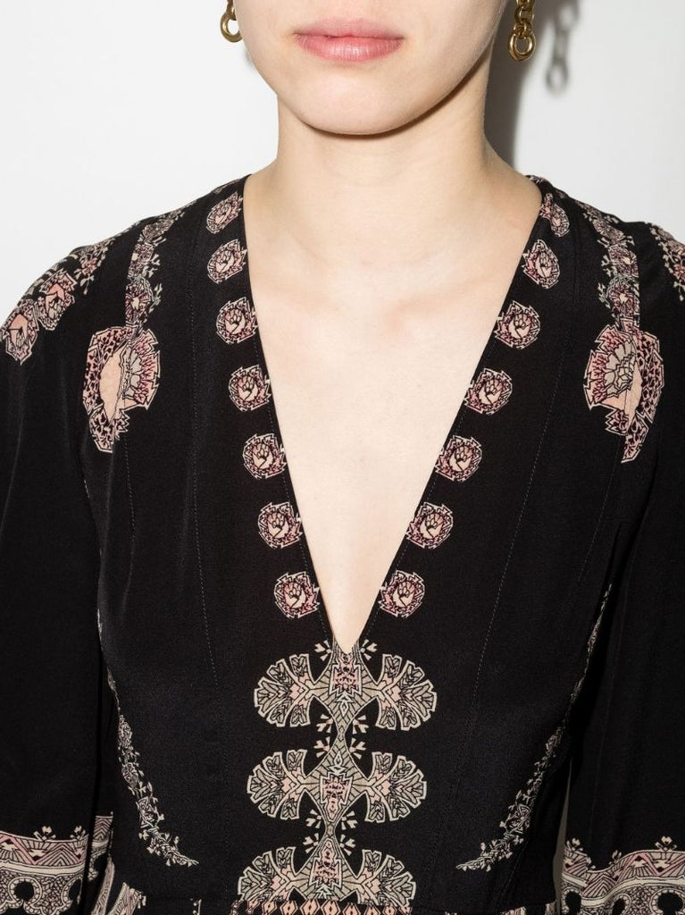 Burning Printed Silk Maxi Dress