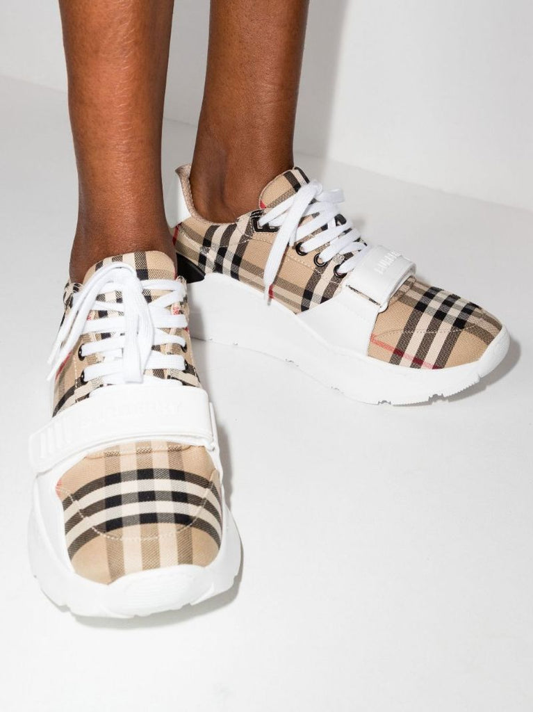 Neutral Regis Vintage Check Sneakers