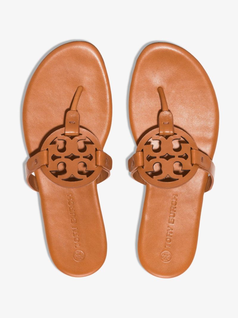 Brown Miller Logo Leather Sandals