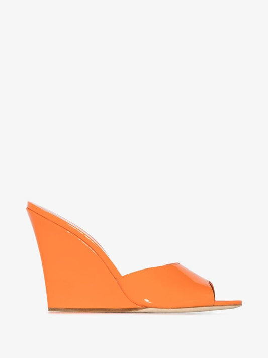 Orange Wanda 110 Patent Leather Wedge Mules