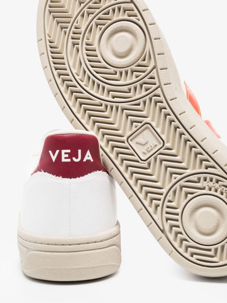 White V-10 Logo Sneakers