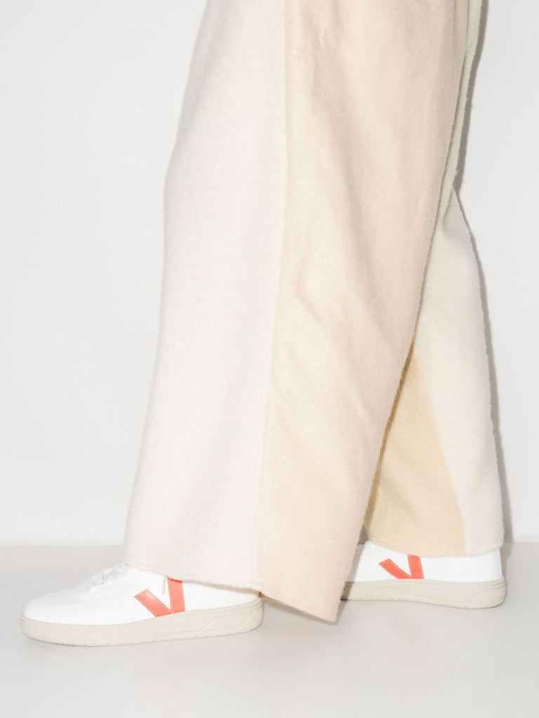 White V-10 Logo Sneakers
