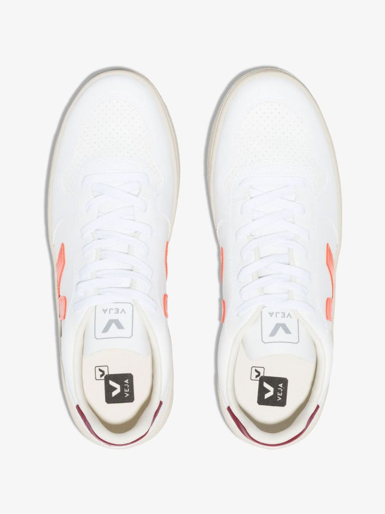 White V-10 Logo Sneakers
