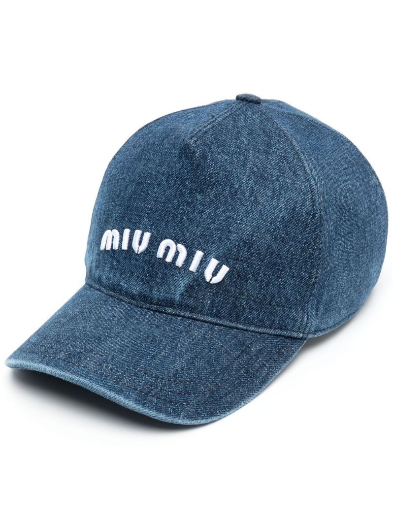 Blue Logo Embroidered Denim Baseball Cap