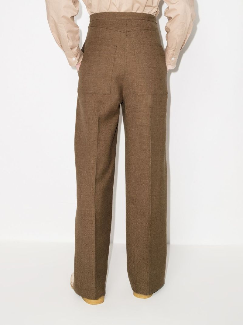 Brown Wide-leg Wool Trousers