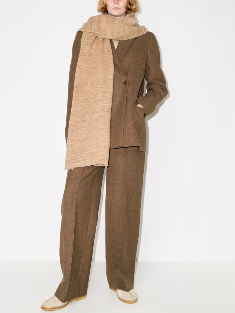 Brown Wide-leg Wool Trousers