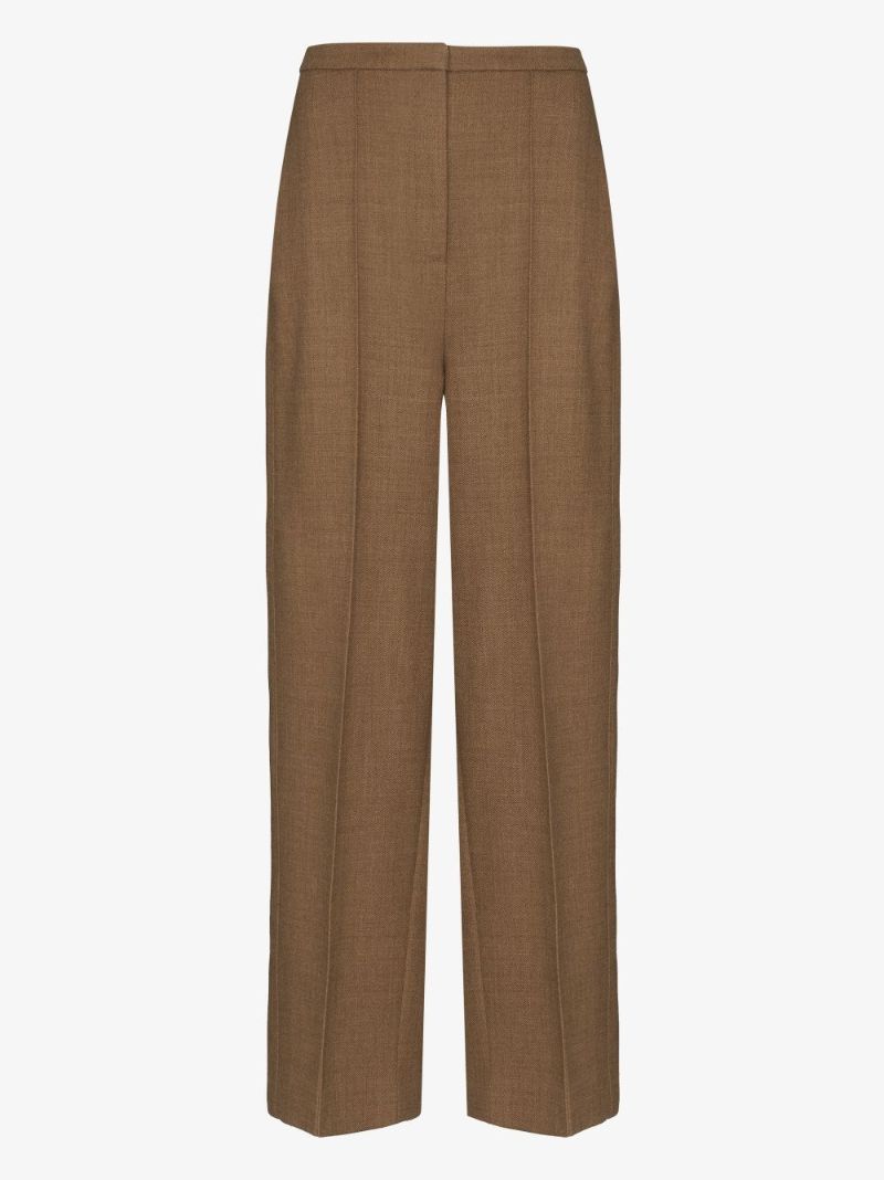 Brown Wide-leg Wool Trousers