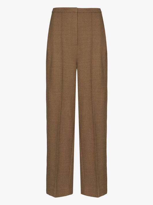 Brown Wide-leg Wool Trousers