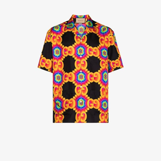 Gg Kaleidoscope Silk Bowling Shirt