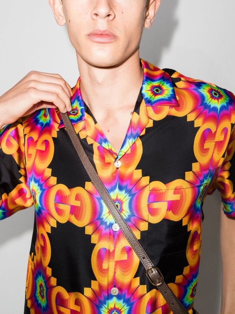 Gg Kaleidoscope Silk Bowling Shirt