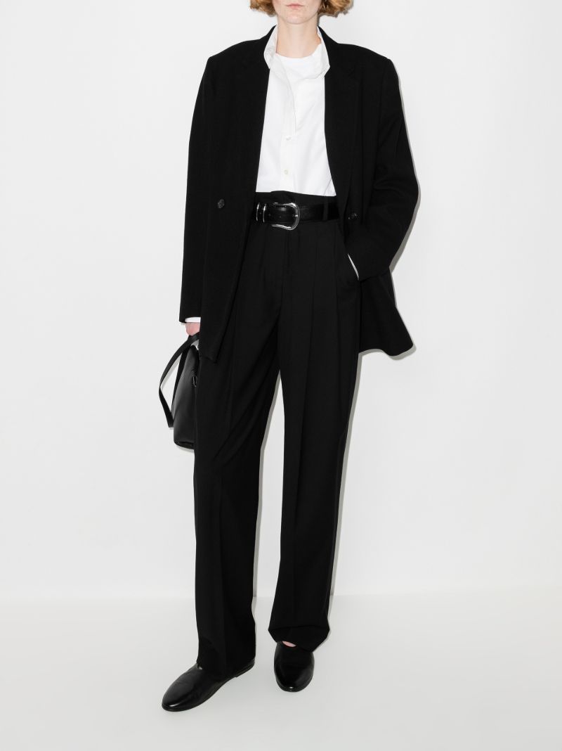 Black Loreo Double-breasted Wool Blazer