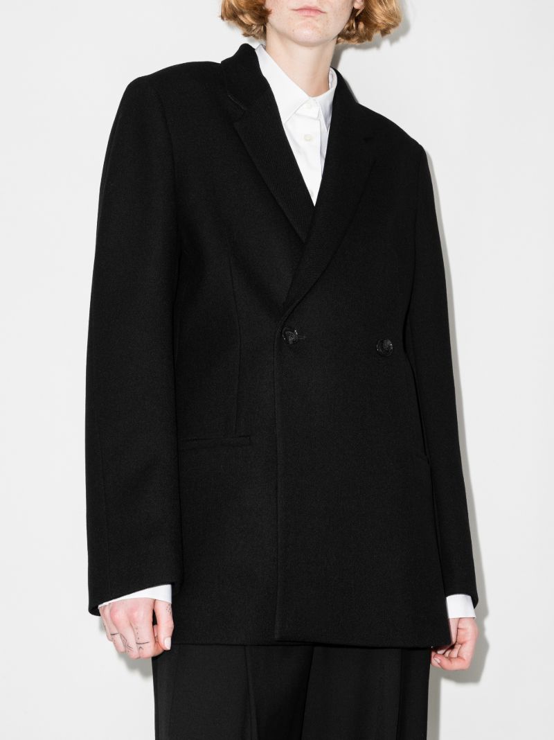 Black Loreo Double-breasted Wool Blazer