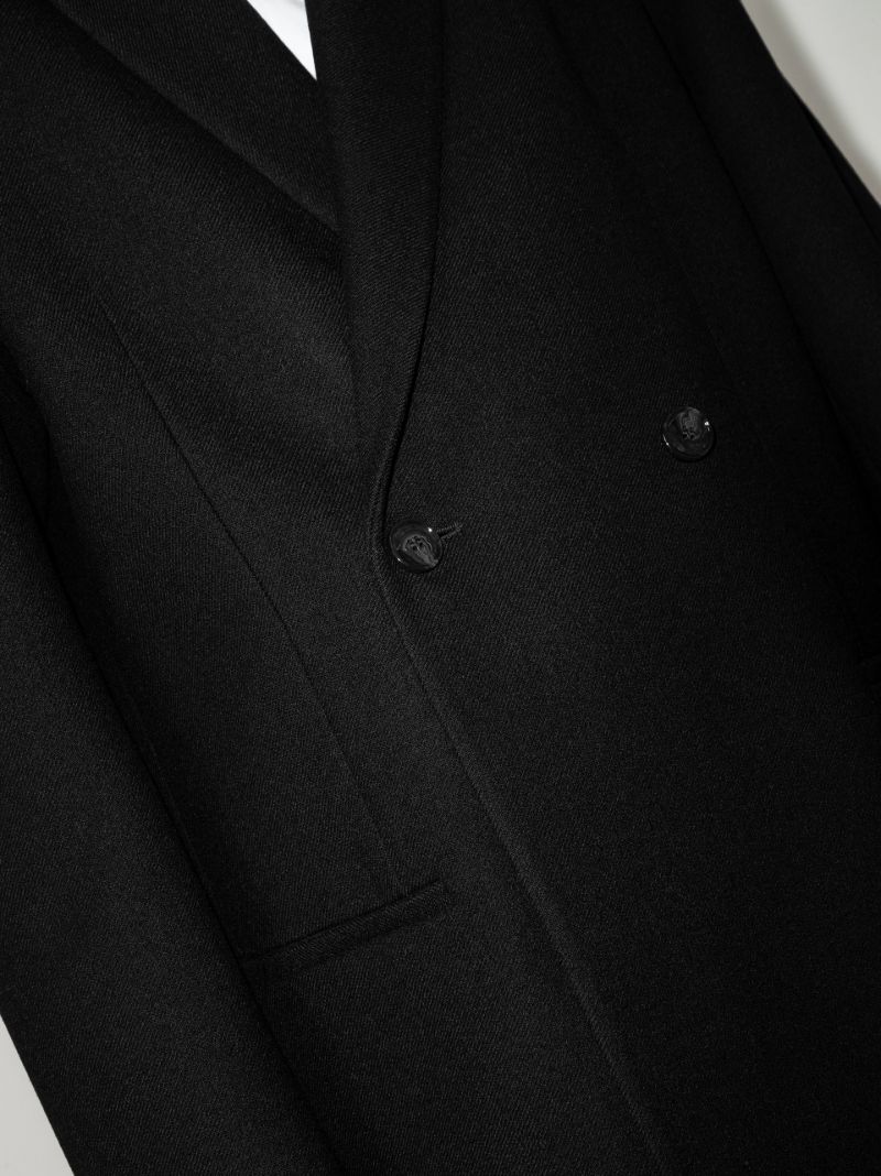 Black Loreo Double-breasted Wool Blazer