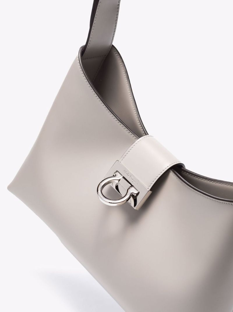Grey Triofolio Leather Shoulder Bag