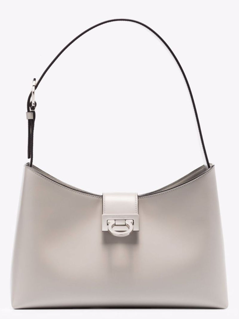 Grey Triofolio Leather Shoulder Bag