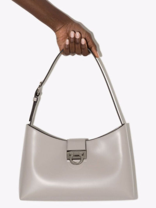 Grey Triofolio Leather Shoulder Bag