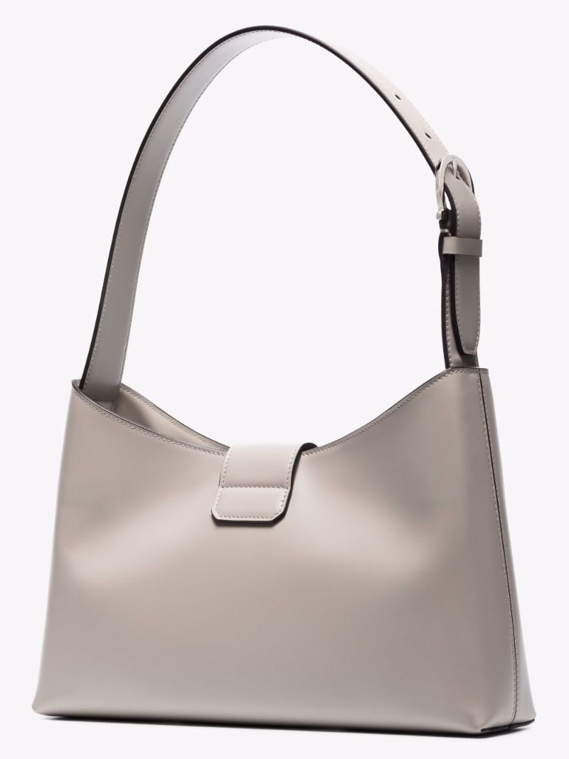 Grey Triofolio Leather Shoulder Bag