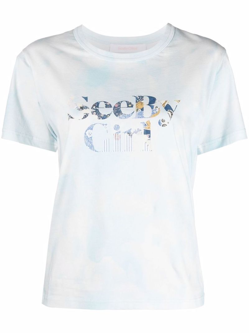 Blue Tie-dye Cotton T-shirt