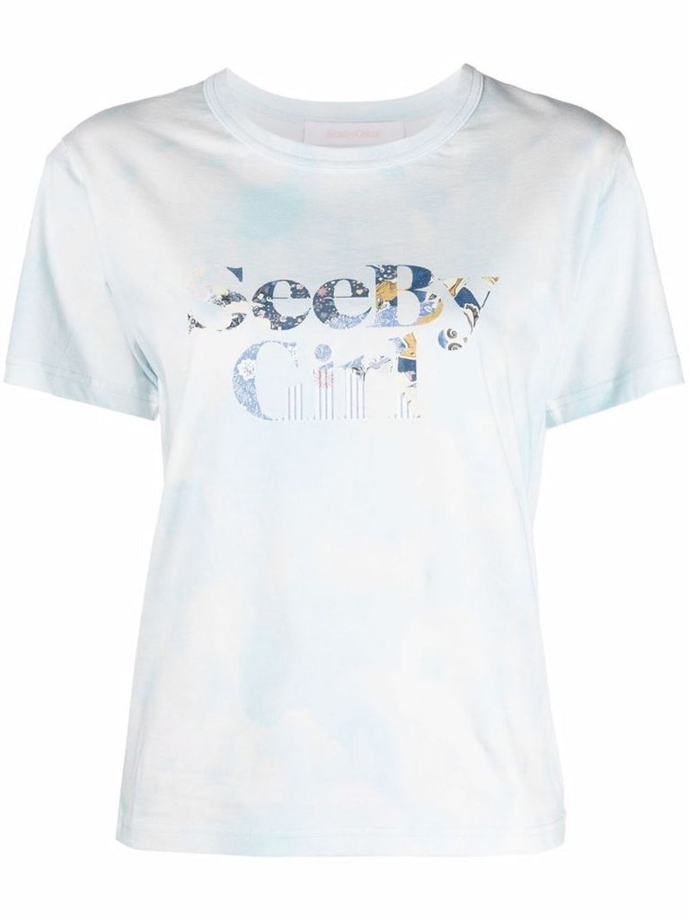 Blue Tie-dye Cotton T-shirt