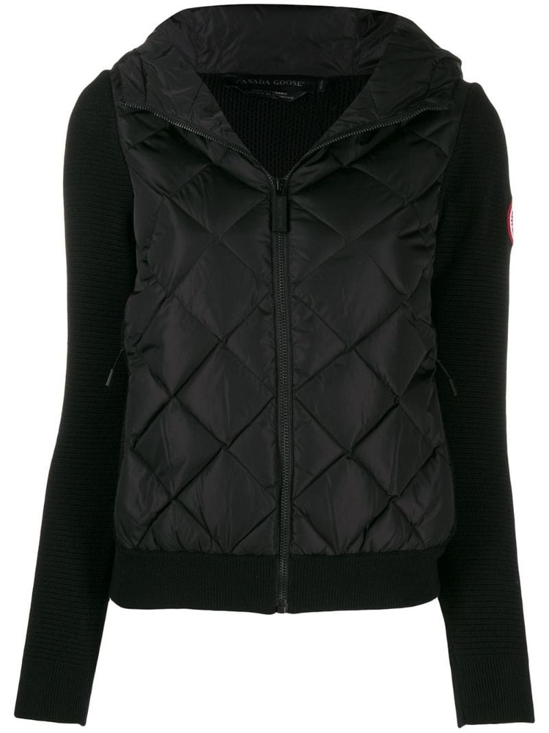 Black Hybridge Quilted Knit Jacket