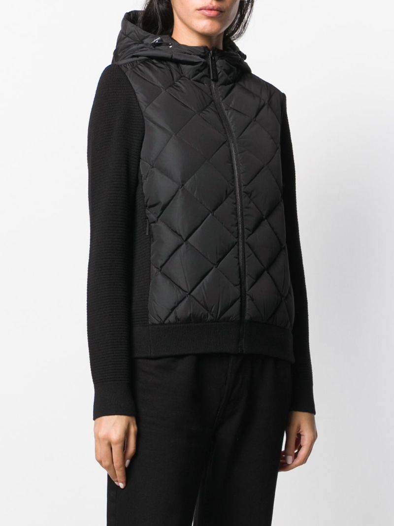 Black Hybridge Quilted Knit Jacket