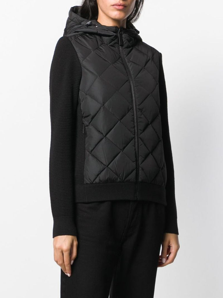 Black Hybridge Quilted Knit Jacket