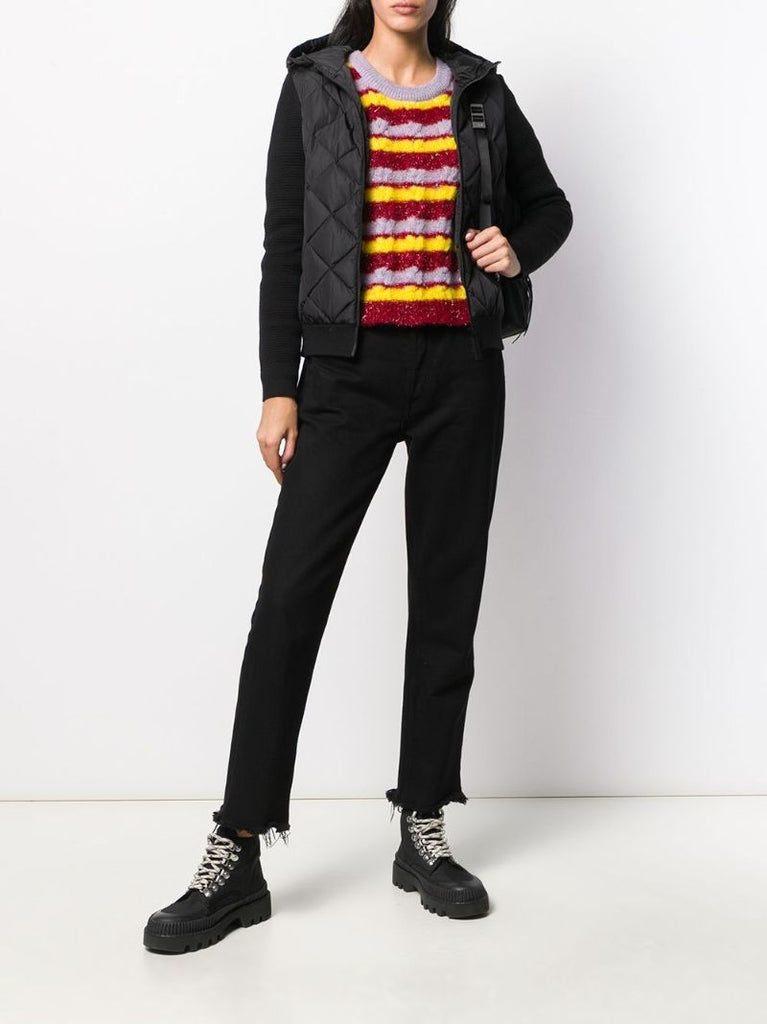 Black Hybridge Quilted Knit Jacket